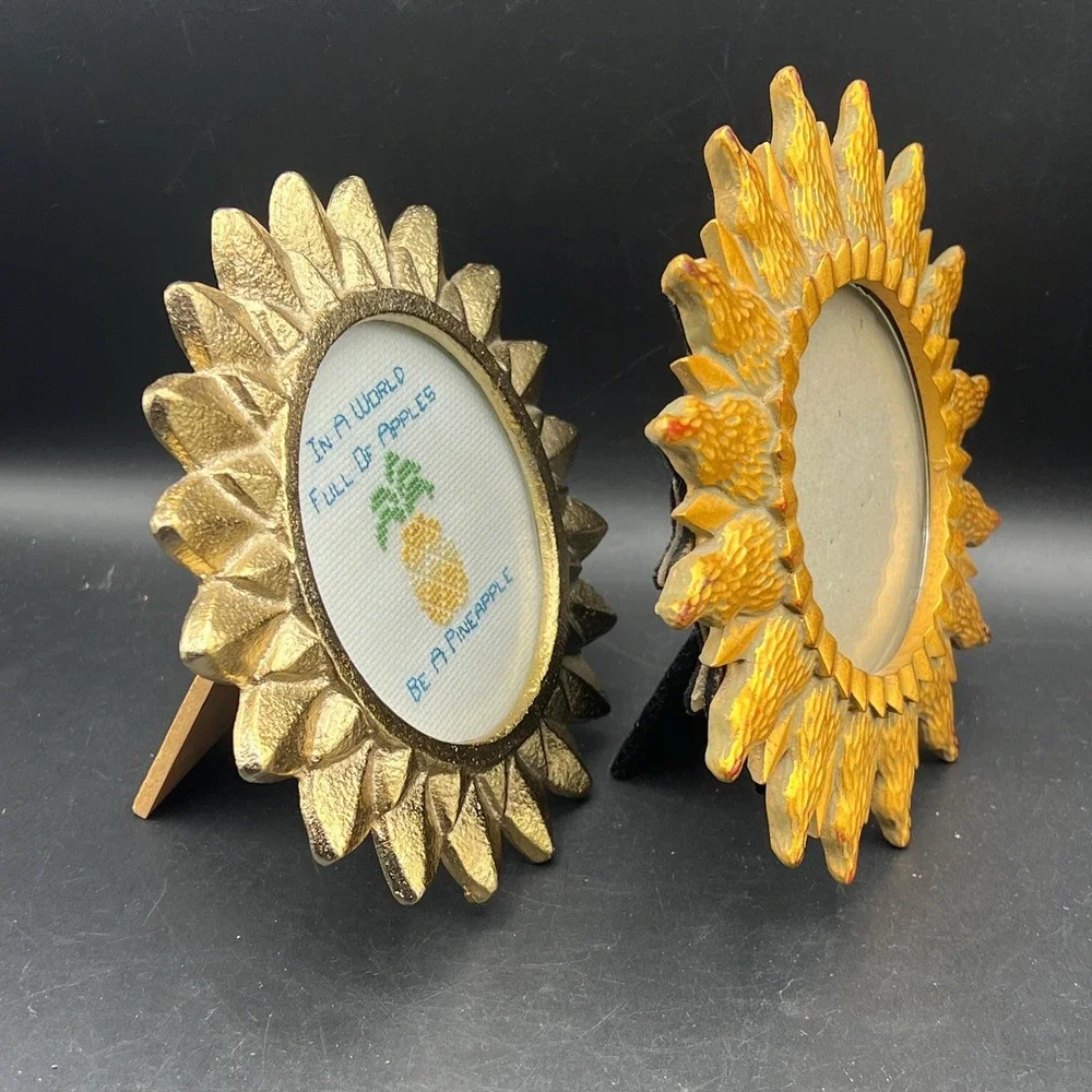 Vintage Celestial Sun Gold Picture Frame Free Standing Set of 2 Terragrafics